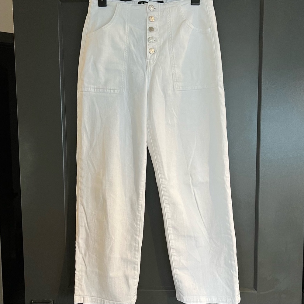 VERONICA BEARD CROSBIE CROP WIDE CROP HIGH RISE SIZE 28 WHITE